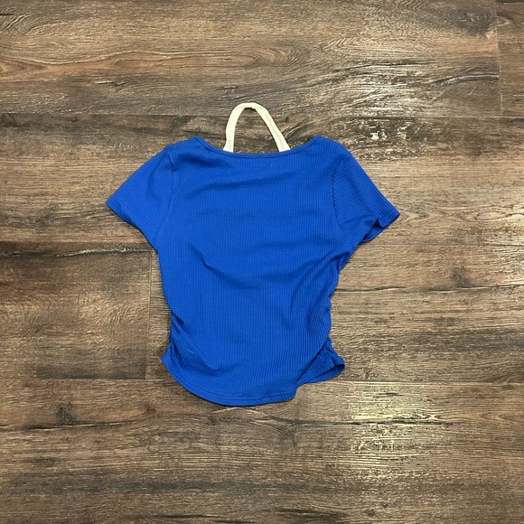 Blue Ribbed Women's Top - Picture 3 of 3